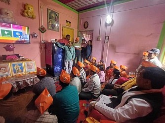 BJP listened to 110th Mann-Ki-Baat program of Prime Minister Modi in various places in Tripura. TIWN Pic Feb 25